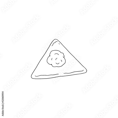 Piece of dough with meat for dumplings hand drawn vector illustration isolated.