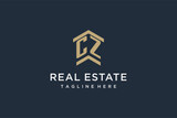 Initial CZ logo for real estate with simple and creative house roof icon logo design ideas