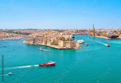 Shipping in Valetta's ancient Grand Harbour, Valletta, the Republic of Malta photo