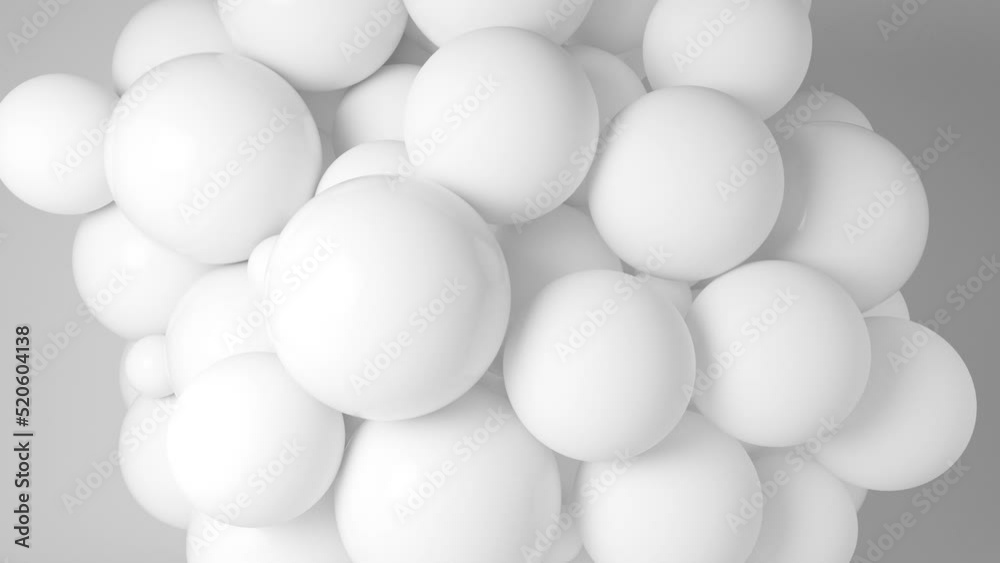 White Spheres Exploding 3d Animation. satisfying video 