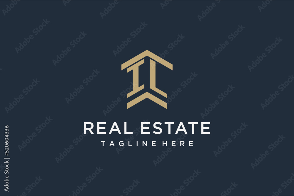 Initial IL logo for real estate with simple and creative house roof ...