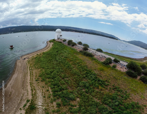 A Panoramic View The Big Bear Solar Observatory from  a UAV Drone on a Cloudy Day photo