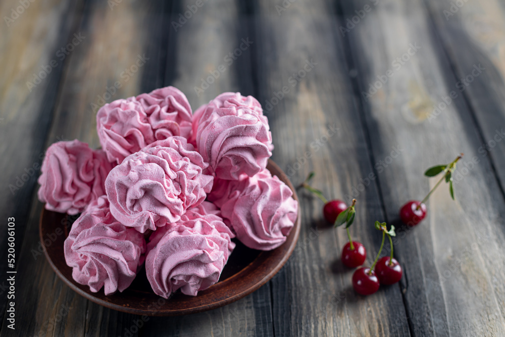 Cherry pink zephyr summer dessert a rustic style Cherry pink zephyr summer dessert a rustic style