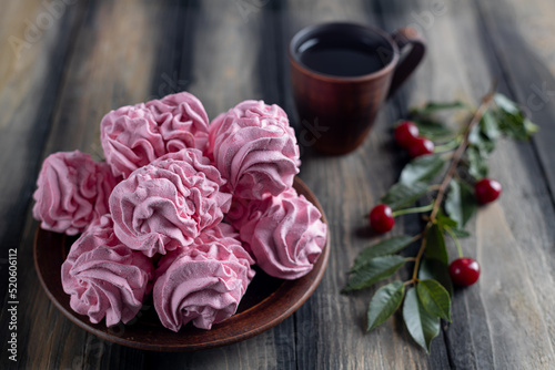 Cherry pink zephyr summer dessert a rustic style