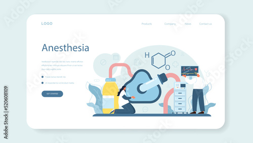 Anesthesiologist web banner or landing page. Doctor wearing