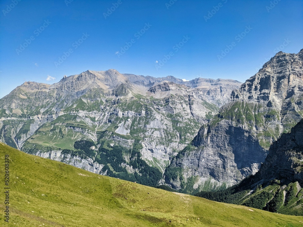hiking in the beautiful uri alps. Wanderlust Switzerland. Fisetenpass Gesfairenstock and Urnerboden. High quality photo