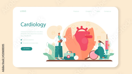 Cardiologist web banner or landing page. Idea of heart medical diagnostic