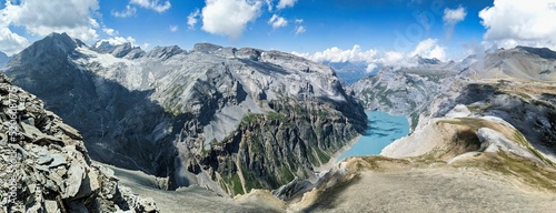 Panorama Kistenstöckli above the Limmerensee in Switzerland. Wanderlust. Fantastic view of the Glarus mountains. Hiking. Hiking. High quality photo photo