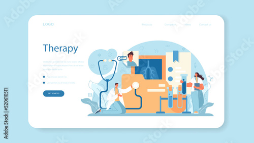 Therapist web banner or landing page. Healthcare, medicine treatment
