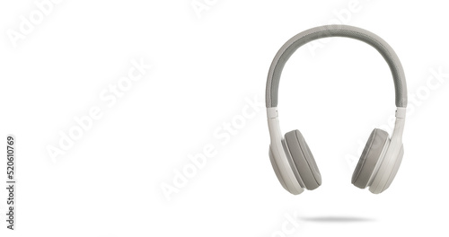 Headphones with copy space on a white background