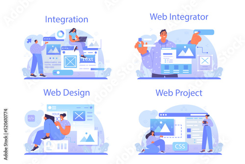 Web integration set. Website layout converting and integrating