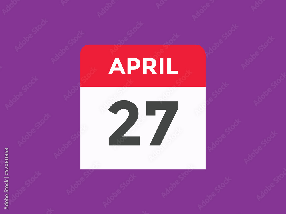 April 27 Calendar icon Design. Calendar Date 27th April. Calendar template
April 27 Calendar icon Design. Calendar Date 27th April. Calendar template