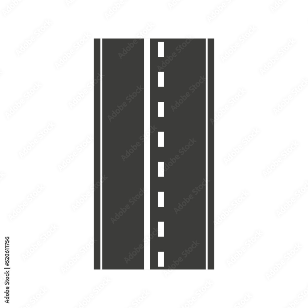 Road element. Highway part. Top view asphalt road. Vector isolated on white.