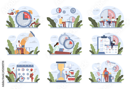 Office people with a lot of work set. Deadline and busy lifestyle concept.