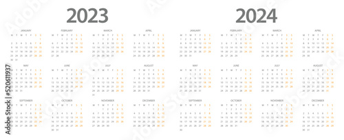 Calendar 2023, calendar 2024 week start Monday corporate design planner template.