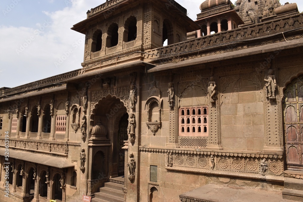 Exterior of Maheshwar Fort and Temple - obrazy, fototapety, plakaty 