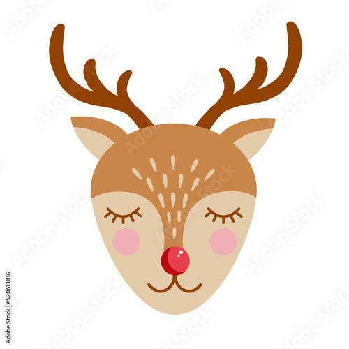 Cute deer portrait. Cartoon vector illustration of forest deer face. Design for baby clothes, cards, poster, textile, print, patterns and more.
