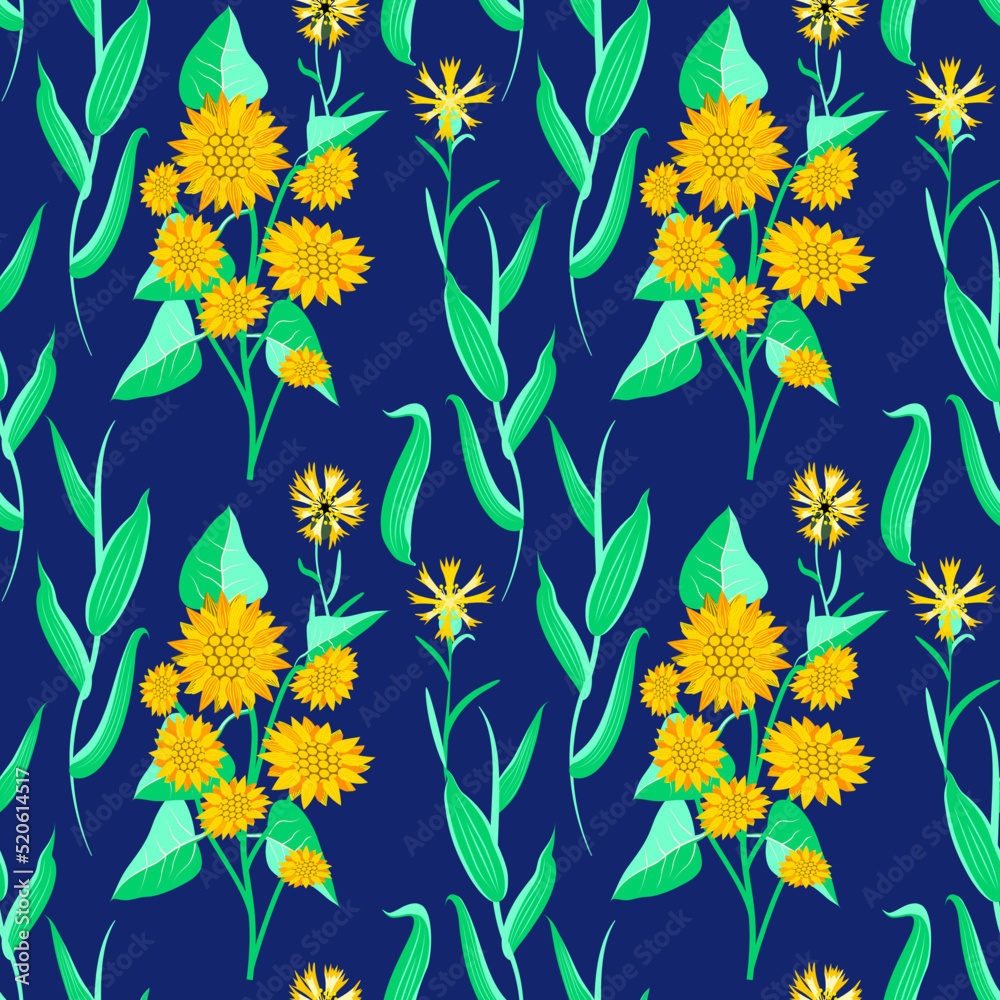 Vector - summer meadow seamless pattern. Vector - summer meadow seamless pattern.