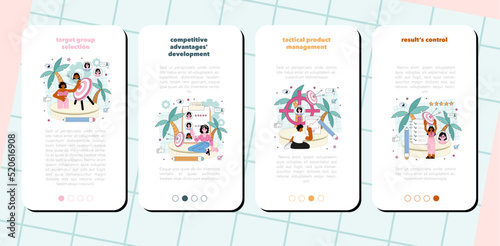Marketer mobile application banner set. Product launching