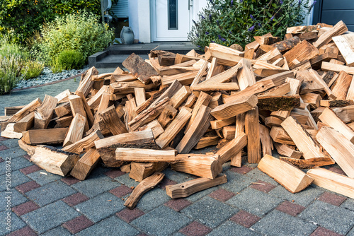 Fototapeta Stock of firewood for heating house