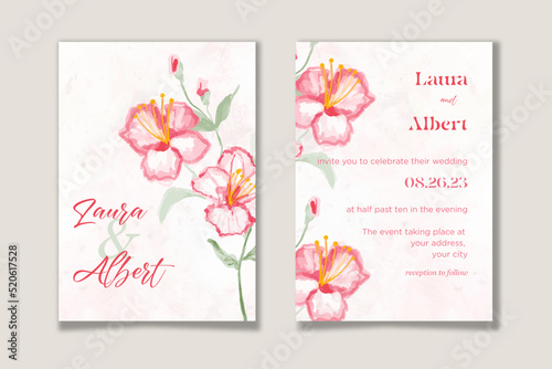 wedding card with pink tulips