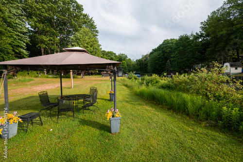 Seating area near the lake at the cottage, Blue Lake, Northern Michigan photo