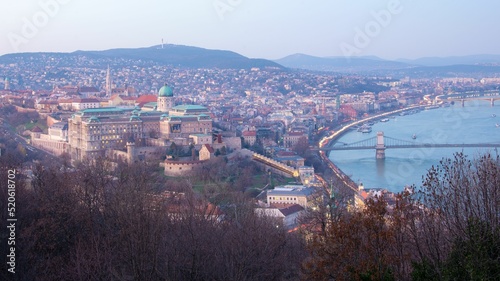 Aerial view of Budapest buildings and roofto photo