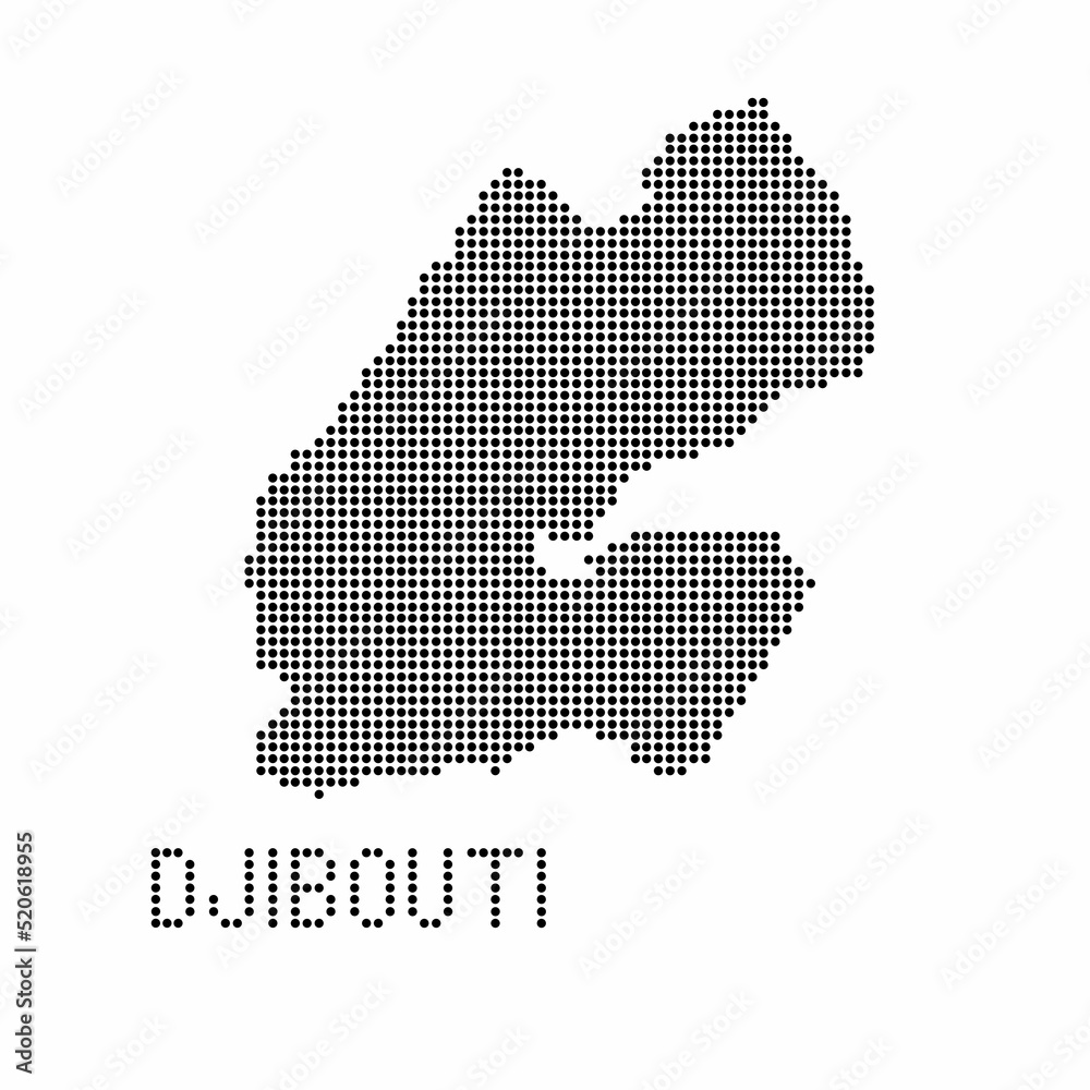 Djibouti map with grunge texture in dot style. Abstract vector illustration of a country map with halftone effect for infographic. 
