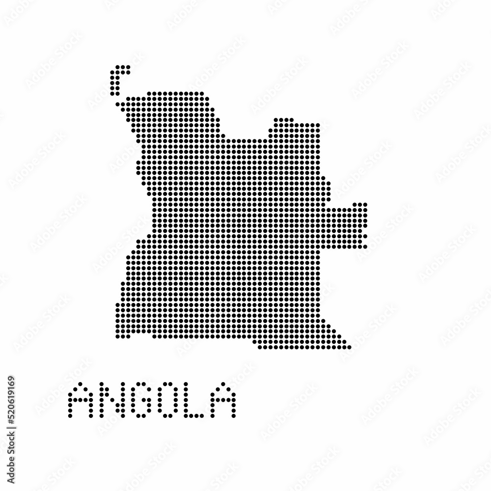 Angola map with grunge texture in dot style. Abstract vector illustration of a country map with halftone effect for infographic. 