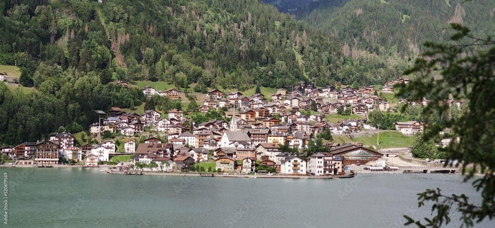 Lake Alleghe, travel in the Dolomites, Veneto, Italy