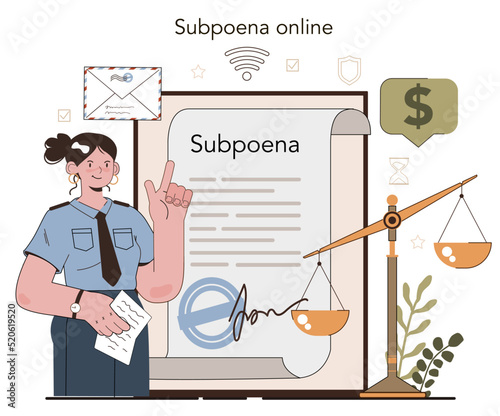 Bailiff concept online service or platform. Court officer confiscating