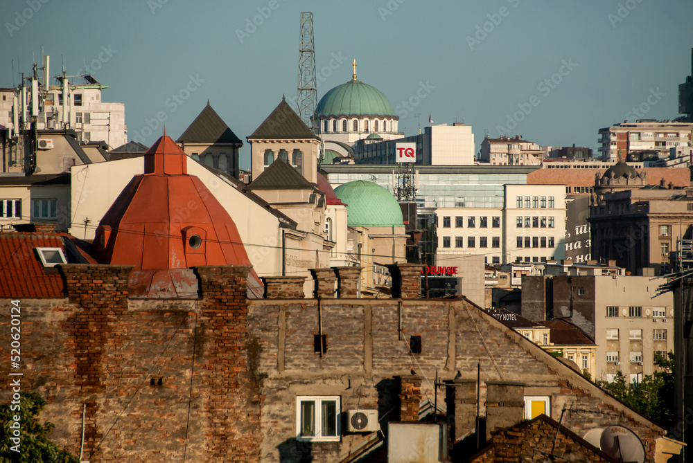 Fototapeta premium 22. 05. 2022 Belgrade, Serbia, Panorama of Belgrade. The photograph shows part of Belgrade Temple of Saint Sava.