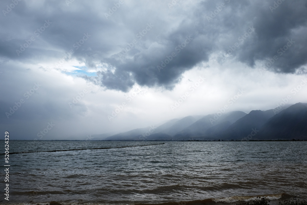 Erhai Lake and Cang Mountain in Dali city, Yunnan province, China. Famous travel destination