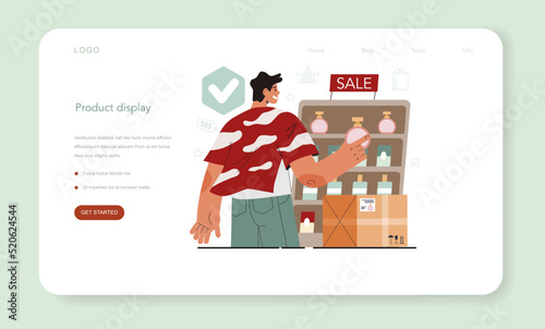 Store merchandiser web banner or landing page. Shop and showcase