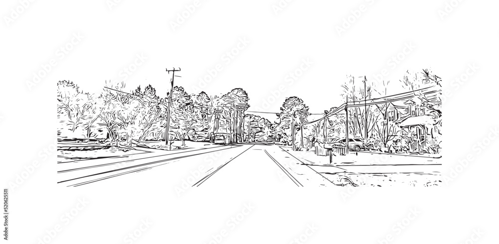 Building view with landmark of Newport News is the 
city in Virginia. Hand drawn sketch illustration in vector.