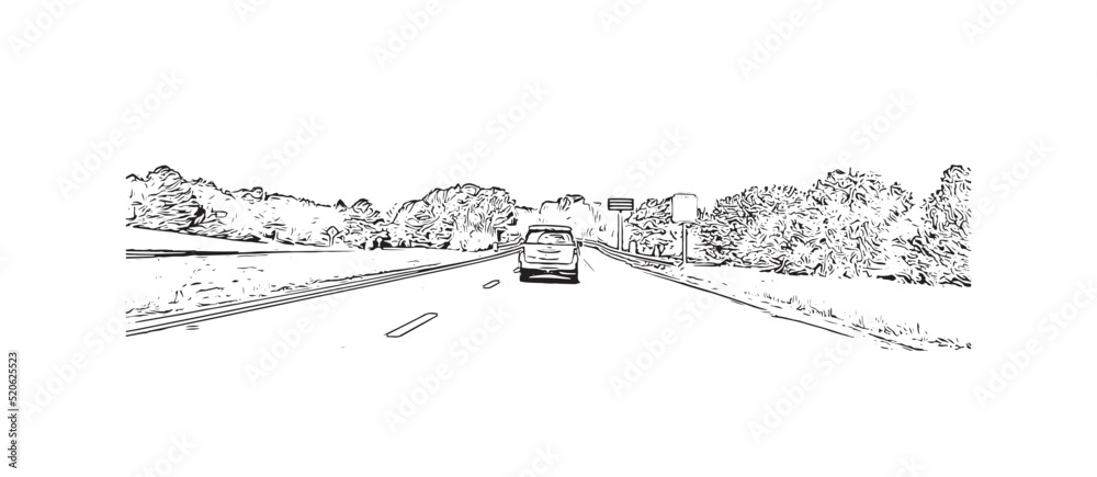 Obraz premium Building view with landmark of Newport News is the city in Virginia. Hand drawn sketch illustration in vector.
