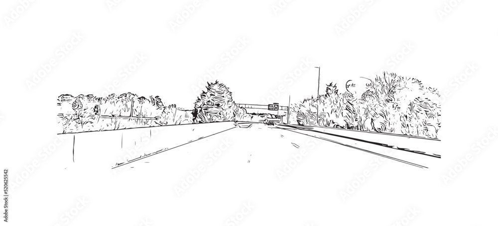 Building view with landmark of Newport News is the 
city in Virginia. Hand drawn sketch illustration in vector.