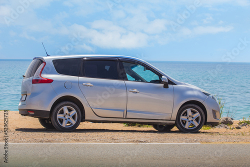Car on the sandy seashore