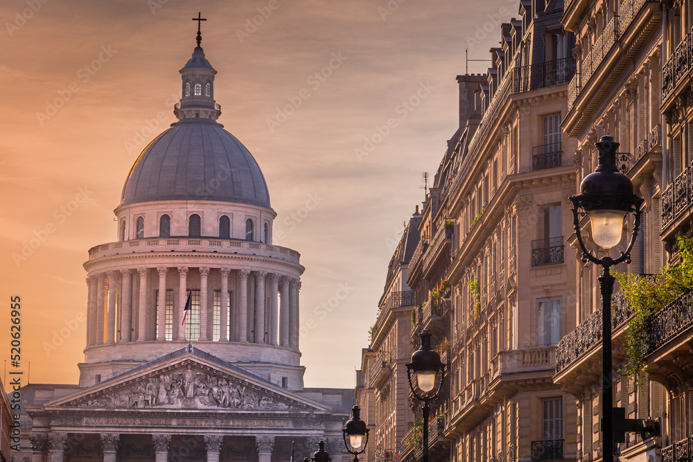 Pantheon and french architecture in Quartier Latin, Paris