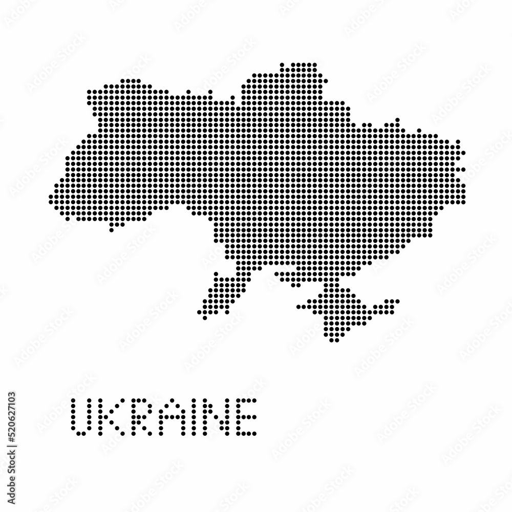 Ukraine map with grunge texture in dot style. Abstract vector illustration of a country map with halftone effect for infographic. 