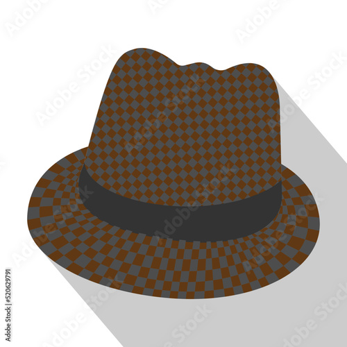 Sherlock Holmes checkered hat.hat icon in cartoon style on a white background