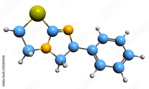 3D image of Levamisole skeletal formula - molecular chemical structure of antihelminthic medication isolated on white background
 photo