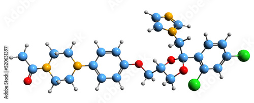  3D image of Levoketoconazole skeletal formula - molecular chemical structure of steroidogenesis inhibitor isolated on white background
 photo