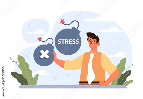 Stress concept. Mental disorder and pressure. Character suffering