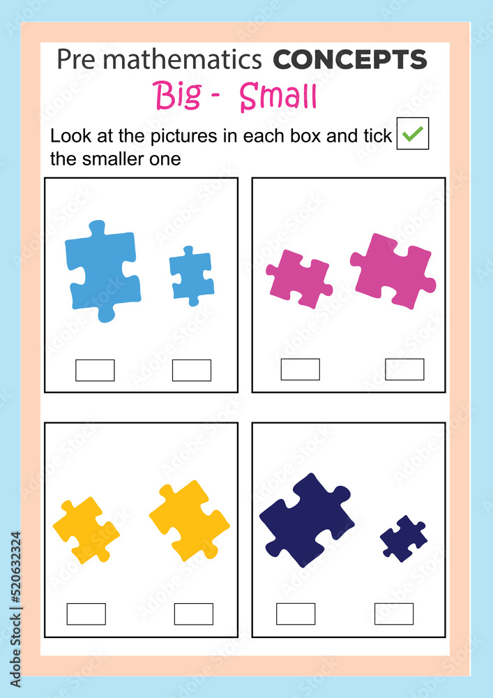Pre math concepts. Big small. educational children game. Kids activity ...