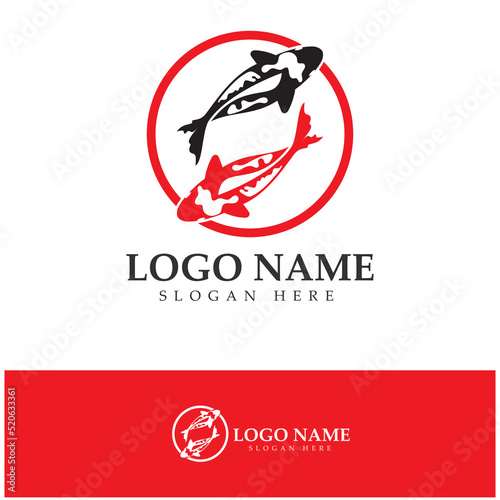 Koi Fish Logo Design Vector icon illustration Template