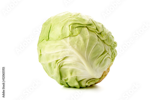 Fresh organic Cabbage, isolated on white background.