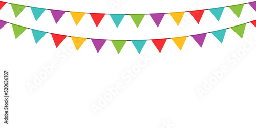 Carnival garland with flags. Vector set of decorative garlands. Decorative multicolored bright garlands on a white background