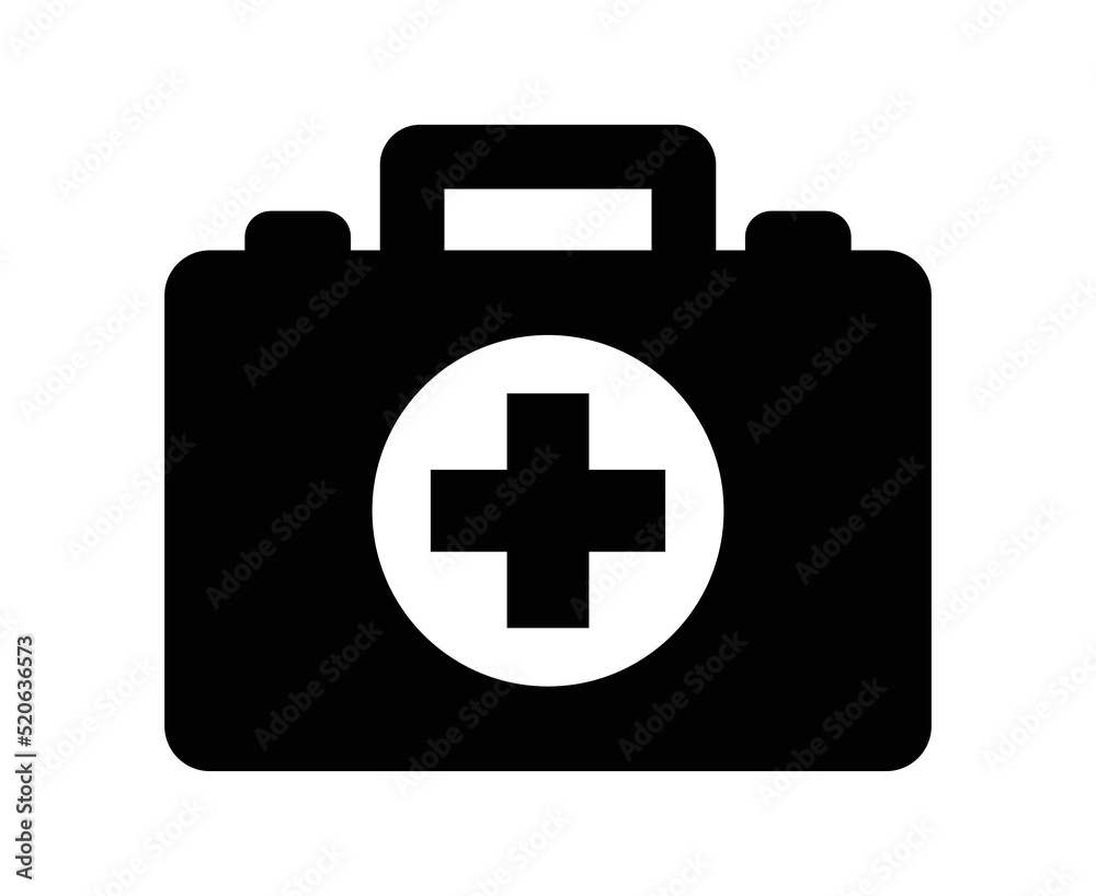 First Aid Box. Black first aid kit flat icon isolated on white background Vector illustration. First aid kit with cross. Health bag. Healcare, Hospital and medical concept. Rescue system.
First Aid Box. Black first aid kit flat icon isolated on white background Vector illustration. First aid kit with cross. Health bag. Healcare, Hospital and medical concept. Rescue system.