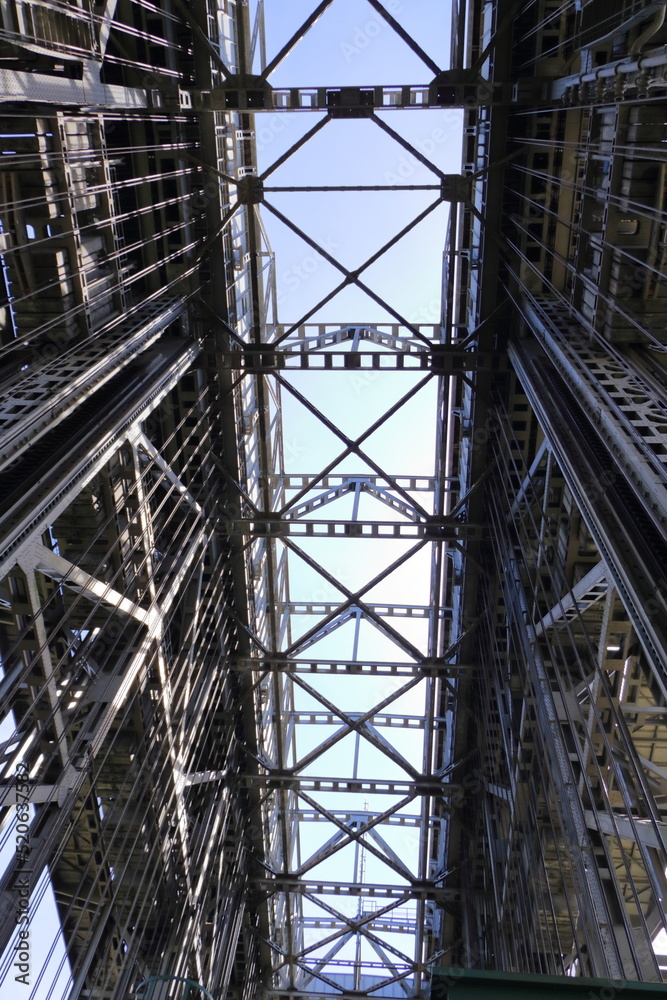 Interior view of the old Niederfinow ship lift, Oder Havel Canal, Brandenburg, Germany